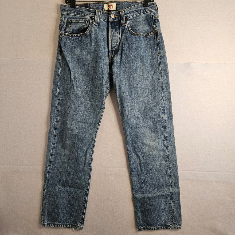 Levis 501 Mens Straight Leg Button Fly Blue Denim Jeans W31 L30 Medium Wash